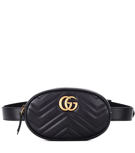 gucci gg belt bag black|Gucci black leather belt bag.